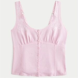 Hollister Pink Lenin Embroidered Tank